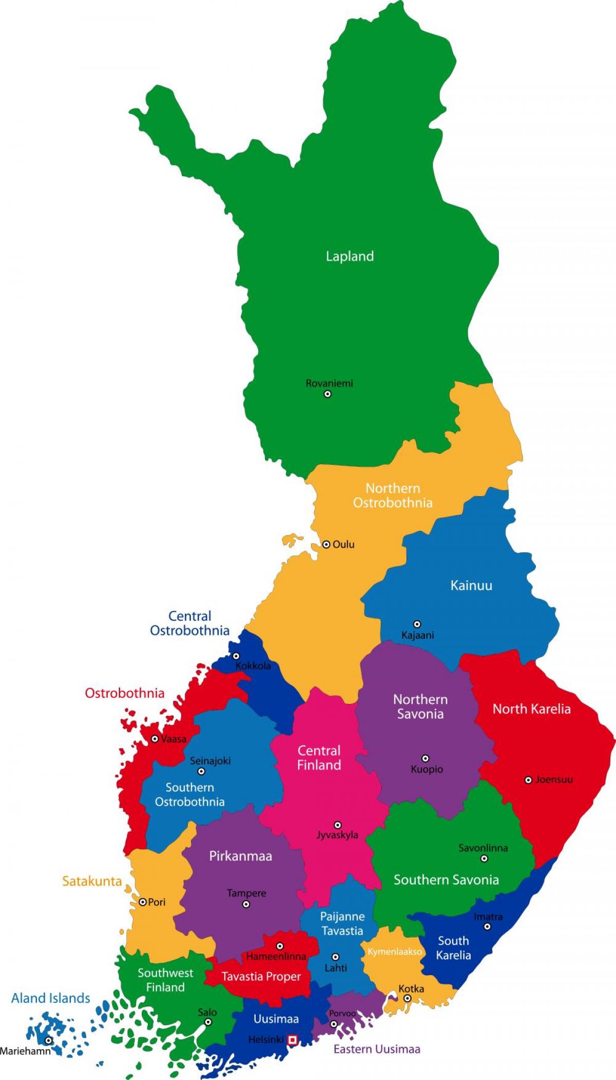 La finlande provinces de la carte
