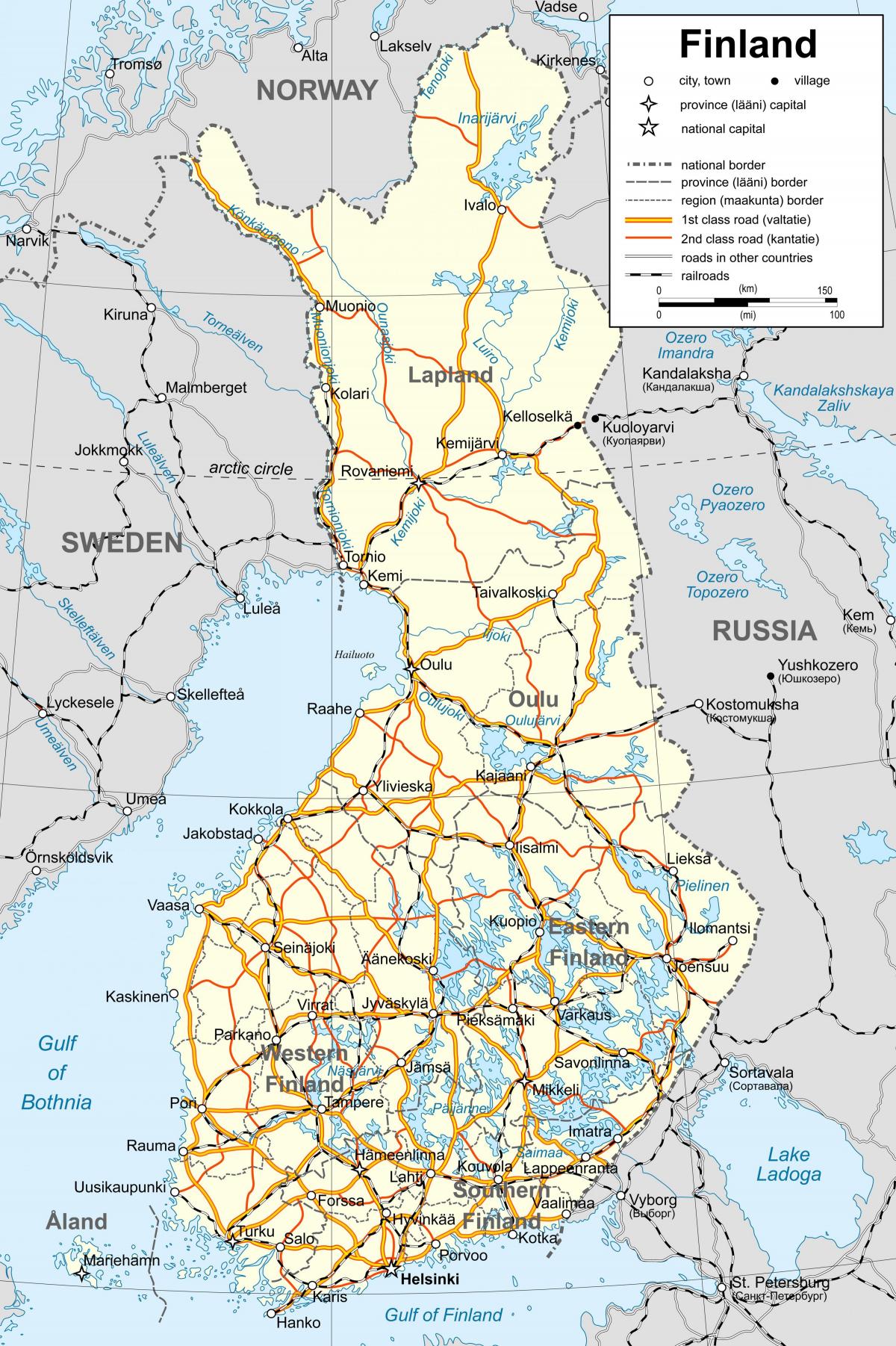 Carte de la Finlande politiques