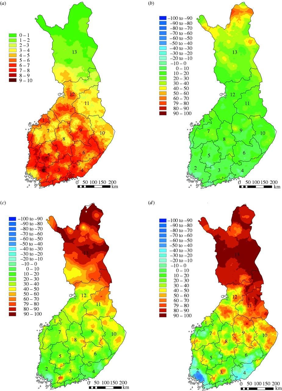 Carte de la Finlande climat