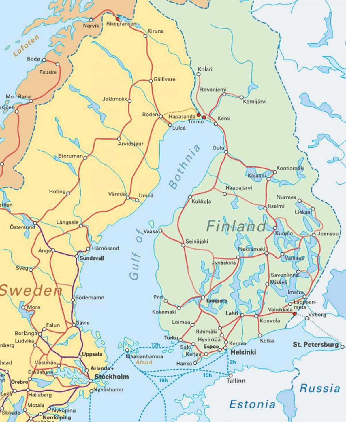 La finlande train de la carte
