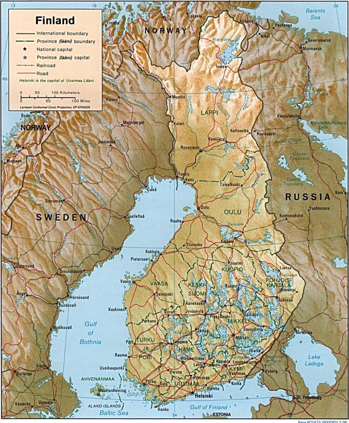 Carte topographique de la Finlande