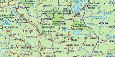 Carte de la Finlande, de la randonnée