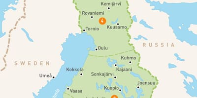 Carte de la Finlande lacs
