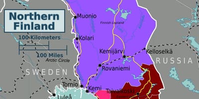 Carte du nord de la Finlande